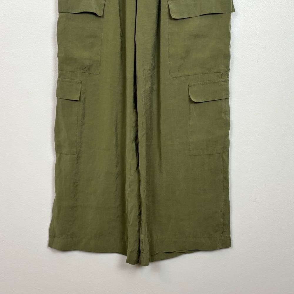 Madewell Pants Womens Medium Green Pull-On Wide-Leg Cargo in Softdrape - Picture 3 of 10